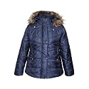 Girls Solid Winter Wear Zipper Hooded Puffer Jacket Blueberry 8-10 Years