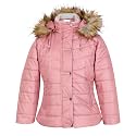 LURE JUNIOR Girls Solid Winters Zipper Hooded Puffer Jacket Onion 18-24 Months