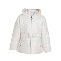 Girls Solid Winters Zipper Hooded Puffer Jacket Magic White 12-18 Months