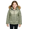 Girls Solid Winter Wear Zipper Hooded Puffer Jacket