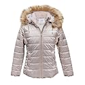 Girls Solid Winter Wear Zipper Hooded Puffer Jacket