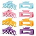 LuSeren 8 Pack Colorful Hair Clips for Women 4.3 Inch Large Hair Claw Clips for Women Thin Thick Curly Hair, Big Banana Clips,Strong Hold jaw clips
