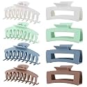 LuSeren 8 Pack Hair Clips for Women 4.3 Inch Large Hair Claw Clips for Women Thin Thick Curly Hair, Big Matte Banana Clips,Strong Hold jaw clips White Light Green Light Brown Light Gray