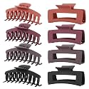 LuSeren 8 Pack Hair Clips for Women 4.3 Inch Large Hair Claw Clips for Women Thin Thick Curly Hair, Big Matte Banana Clips,Strong Hold jaw clips Black Orange Dark Brown Light rose