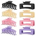 LuSeren 8 Pack Hair Clips for Women 4.3 Inch Large Hair Claw Clips for Women Thin Thick Curly Hair, Big Matte Banana Clips,Strong Hold jaw clips Black Purple Beige Pink