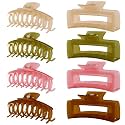 LuSeren 8 Pack Jelly Hair Clips for Women, 4.3 Inch Large Hair Claw Clips, Strong Hold, Non-Slip, Perfect Size for Thin, Thick or Curly Hair, Jelly Color, Includes Gift Box