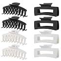 LuSeren 8 Pack White and Black Hair Clips for Women 4.3 Inch Large Hair Claw Clips for Women Thin Thick Curly Hair, Big Matte Banana Clips,Strong Hold jaw clips