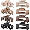 LuSeren Hair Clips for Women 4.3 Inch Large Hair Claw Clips for Women Thin Thick Curly Hair, Big Matte Banana Clips,Strong Hold jaw clips,Neutral Colors