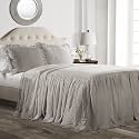 Lush Decor Ruffle Skirt Bedspread Set - 3-Piece Luxurious Farmhouse Bedding - Elegant Ruffle Detail - Timeless Style - Soft Lightweight Sheets - King, Grey