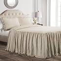 Lush Decor Ruffle Skirt Bedspread Set - 2-Piece Luxurious Farmhouse Bedding - Elegant Ruffle Detail - Timeless Style - Soft Lightweight Sheets - Twin, Neutral