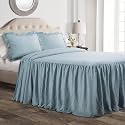Lush Decor Ruffle Skirt Bedspread Set - 3-Piece Luxurious Farmhouse Bedding - Elegant Ruffle Detail - Timeless Style - Soft Lightweight Sheets - Queen, Lake Blue