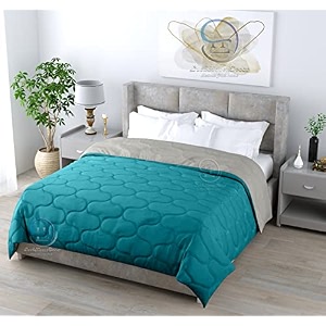 all weather microfiber reversible designer quilted  lightweight  antibacterial  super soft  comforter double size duvet quilt 200 gsm 9034 x 10034 dual color teal amp grey
