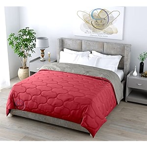 all weather microfiber reversible designer quilted  lightweight  antibacterial  super soft  comforter single size duvet quilt 200 gsm 9034 x 6034 dual color burgundy and grey
