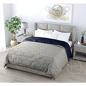 all weather microfiber reversible designer quilted  lightweight  antibacterial  super soft  comforter double size duvet quilt 220 gsm 9034 x 10034 dual color dark navy blue amp grey