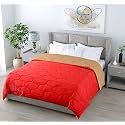 All Weather Microfiber Reversible| Designer Quilted | Lightweight | Antibacterial | Super Soft | Comforter Razai Double Bed Duvet Quilt 200 GSM (90" x 100" Dual Color– Burgundy &amp; Grey)