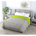All Weather Microfiber Reversible| Designer Quilted | Lightweight | Antibacterial | Super Soft | Comforter Single Size Duvet Quilt 200 GSM (90" x 60") Dual Color Parrot Green &amp; Grey
