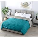 All Weather Microfiber Reversible| Designer Quilted | Lightweight | Antibacterial | Super Soft | Comforter Single Size Duvet Quilt 200 GSM (90" x 60" Dual Color– Teal &amp; Grey)