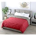 All Weather Microfiber Reversible| Designer Quilted | Lightweight | Antibacterial | Super Soft | Comforter Single Size Duvet Quilt 200 GSM (90" x 60") Dual Color Burgundy and Grey