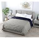 All Weather Microfiber Reversible| Designer Quilted | Lightweight | Antibacterial | Super Soft | Comforter Double Size Duvet Quilt 220 GSM (90" x 100" Dual Color– Dark Navy Blue &amp; Grey)