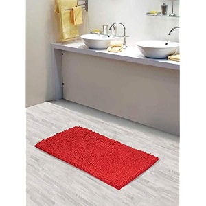 lushomes bathroom mat 2200 gsm floor mat with high pile microfiber anti skid mat for bathroom floor 16 x 24 inch single pc red
