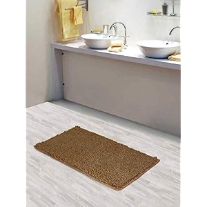 lushomes bathroom mat 2200 gsm floor mat with high pile microfiber anti skid mat for bathroom floor 16 x 24 inch single pc beige