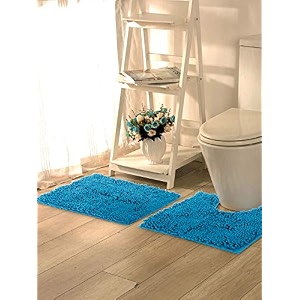 lushomes bathroom mat 2200 gsm floor mat with high pile microfiber anti skid mat with contour footmat anti slip bathmat size 20 x 30 inch contour size 18 x 20 inch single pc green