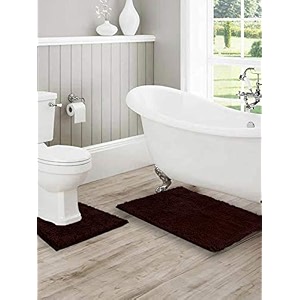 lushomes bathroom mat 2200 gsm microfiber anti skid mat with contour footmat anti slip bathmat size 16 x 24 inch contour size 16 x 16 inch single pc dark brown