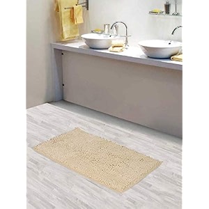 lushomes bathroom mat 2200 gsm floor mat with high pile microfiber anti skid mat for bathroom floor 20 x 30 inches single pc ivory