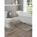 Lushomes Bathroom Mat, 2200 GSM Floor Mat with High Pile Microfiber, Anti Skid mat with Contour footmat Anti Slip (Bathmat Size 16 x 24 Inch, Contour Size 16 x 16 Inch, Single Pc, Grey)