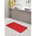 Lushomes Bathroom Mat, 2200 GSM Floor Mat with High Pile Microfiber, Anti Skid mat for Bathroom Floor (16 x 24 Inch, Single Pc, Red)