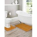 Lushomes Bathroom Mat, 2200 GSM Microfiber, Anti Skid mat with Contour footmat Anti Slip (Bathmat Size 16 x 24 Inch, Contour Size 16 x 16 Inch, Single Pc, Light Brown)