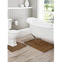 Lushomes Bathroom Mat, 2200 GSM Floor Mat with High Pile Microfiber, Anti Skid mat with Contour footmat Anti Slip (Bathmat Size 16 x 24 Inch, Contour Size 16 x 16 Inch, Single Pc, Beige)