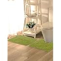 Lushomes Bathroom Mat, 2200 GSM Floor Mat with High Pile Microfiber, Anti Skid mat with Contour footmat Anti Slip (Bathmat Size 20 x 30 Inch, Contour Size 18 x 20 Inch, Single Pc, Green)