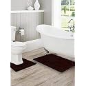 Lushomes Bathroom Mat, 2200 GSM Microfiber, Anti Skid mat with Contour footmat Anti Slip (Bathmat Size 16 x 24 Inch, Contour Size 16 x 16 Inch, Single Pc, Dark Brown)