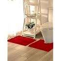 Lushomes Bathroom Mat, 2200 GSM Floor Mat with High Pile Microfiber, Anti Skid mat with Contour footmat Anti Slip (Bathmat Size 16 x 24 Inch, Contour Size 16 x 16 Inch, Single Pc, Red)