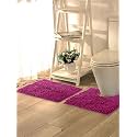 Lushomes Bathroom Mat, 2200 GSM Floor Mat with High Pile Microfiber, anti skid mat for bathroom floor with Contour footmat Anti Slip (Bathmat Size 20 x 30 Inch, Contour Size 18 x 20 Inch, Single Pc, Rose Pink)