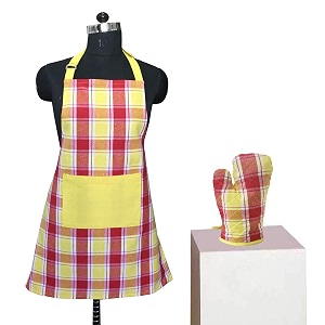 lushomes checks kitchen cooking apron set for women apron for men cooking aprons for women kitchen apron for men aprons aprin 2 pc set