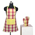 Lushomes Checks Kitchen Cooking Apron Set for Women, apron for men, cooking aprons for women, kitchen apron for men, aprons, aprin (2 Pc Set)