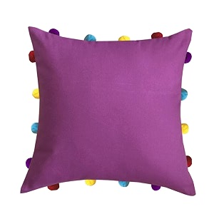 lushomes cushion cover 14x14 boho cushion covers sofa pillow cover cushion covers with tassels cushion cover with pom pom 14x14 inches set of 1 lilac