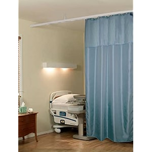 lushomes hospital partition curtains clinic curtains size 4 ft w x 7 ft h top net fabric 100 polyester 8 rustfree metal eyelets 8 plastic hook sky blue zig zag design 4x7 ft pk of 1
