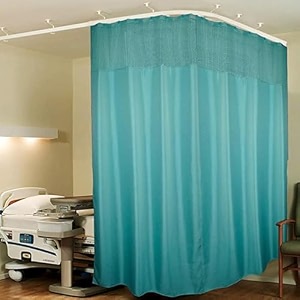 lushomes hospital partition curtains clinic curtains size 10 ft w x 7 ft h top net fabric 100 polyester 20 rustfree metal eyelets 20 plastic hook dark green zig zag 10x7 ft pk of 1