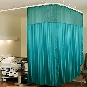 lushomes polyester cubes square icu partition net hospital grommet curtains with eyelets and c-hooks single pc dark green stripes 180x84 inches