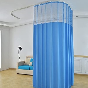lushomes hospital partition curtains clinic curtains size 8 ft w x 7 ft h top net fabric 100 polyester 16 rustfree metal eyelets 16 plastic hook medical blue 8x7 ft pk of 1