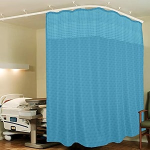 lushomes hospital partition curtains clinic curtains size 16 ft w x 7 ft h top net fabric 100 polyester 32 rustfree metal eyelets 32 plastic hook sky blue box 16x7 ft pk of 1