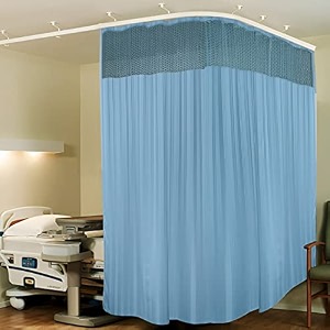 lushomes hospital partition curtains clinic curtains size 10 ft w x 7 ft h top net fabric 100 polyester 20 rustfree metal eyelets 20 plastic hook sky blue stripes 10x7 ft pk of 1