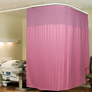 lushomes hospital partition curtains clinic curtains size 12 ft w x 7 ft h top net fabric 100 polyester 24 rustfree metal eyelets 24 plastic hook pink 12x7 ft pk of 1