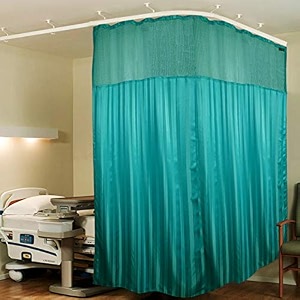 lushomes polyester cubes square icu partition net hospital curtain with eyelets and c-hooks single pc dark green stripes 144x85 in