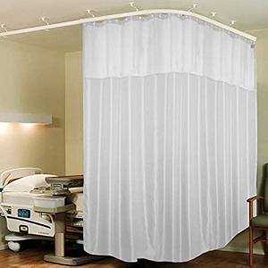 lushomes hospital partition curtains clinic curtains size 18 ft w x 7 ft h top net fabric 100 polyester 36 rustfree metal eyelets 36 plastic hook white zig zag design 18x7 ft pk of 1