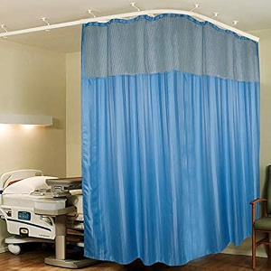 lushomes hospital partition curtains clinic curtains size 10 ft w x 7 ft h top net fabric 100 polyester 20 rustfree metal eyelets 20 plastic hook dark blue stripes 10x7 ft pk of 1