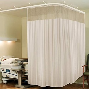 lushomes hospital partition curtains clinic curtains size 12 ft w x 7 ft h top net fabric 100 polyester 24 rustfree metal eyelets 24 plastic hook cream 12x7 ft pk of 1